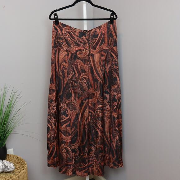 Peruvian Connection Abstract Maxi Skirt Brown Rust Print Size 12 NWT - Picture 2 of 3